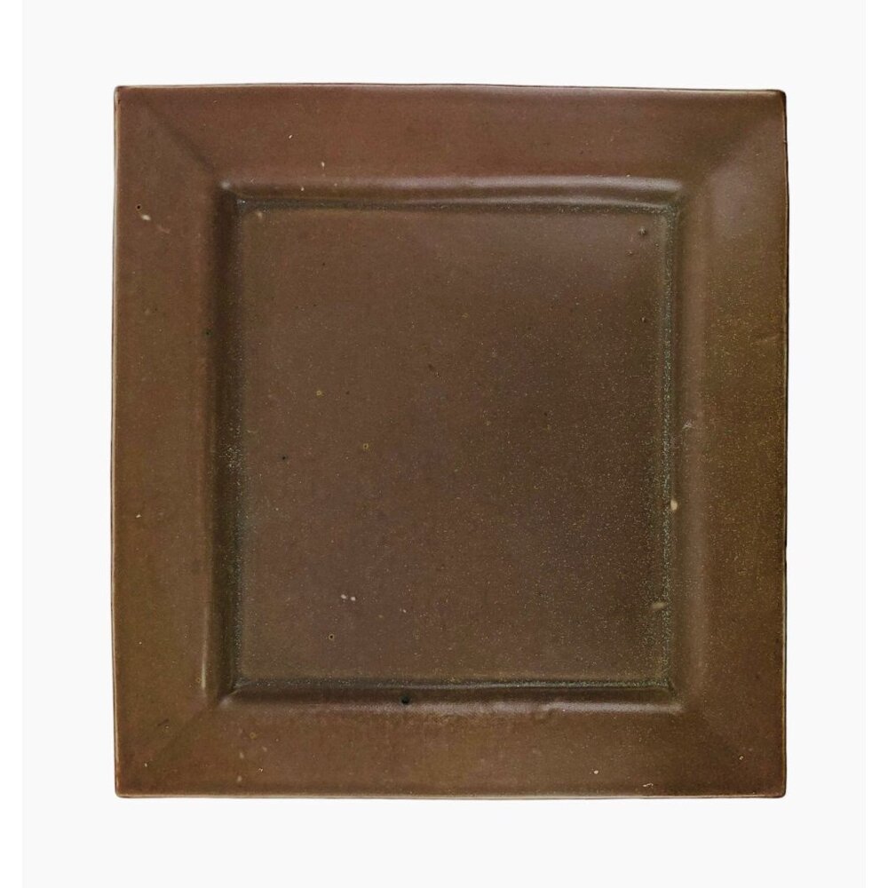 John Shedd Pottery Square Serving Plate Platter Studio Signed Stoneware Rustic